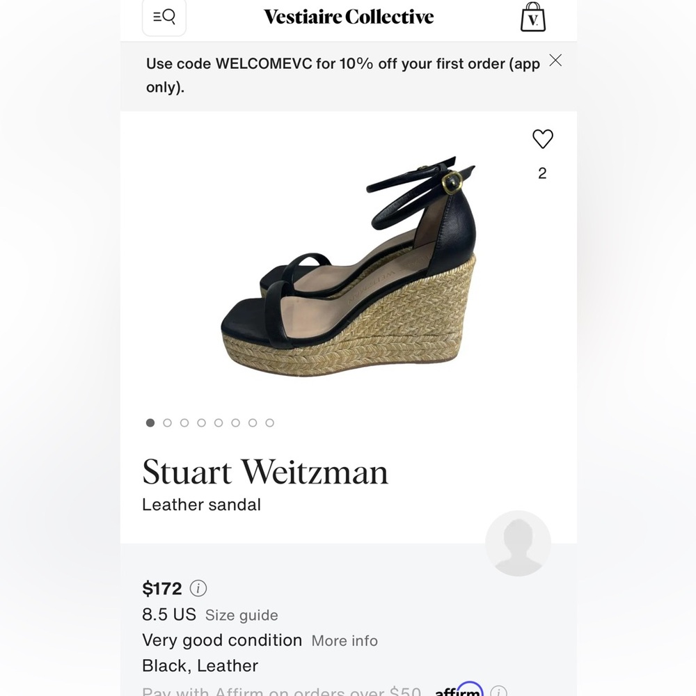 Stuart Weitzman Black Leather Espadrille Wedges